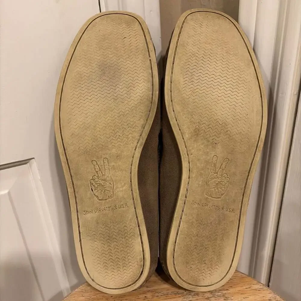 John Varvatos Star USA Boater Dog Clip Moccasin Shoe Brown Suede